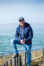 Afbeelding in Gallery-weergave laden, Marius, softshell jack heren in navy melange met afneembare capuchon, van Nordberg