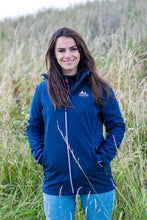 Afbeelding in Gallery-weergave laden, Ronda, 3/4 dames jas in navy melange met afneembare capuchon, van Nordberg