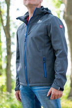 Afbeelding in Gallery-weergave laden, Marius, softshell jack heren in navy melange met afneembare capuchon, van Nordberg