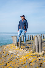 Afbeelding in Gallery-weergave laden, Mats, softshell jack heren, in navy melange, met afneembare capuchon, van Nordberg