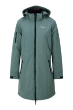 Afbeelding in Gallery-weergave laden, Gitte, is een gevoerd, lang model dames softshell jas van Nordberg in light green
