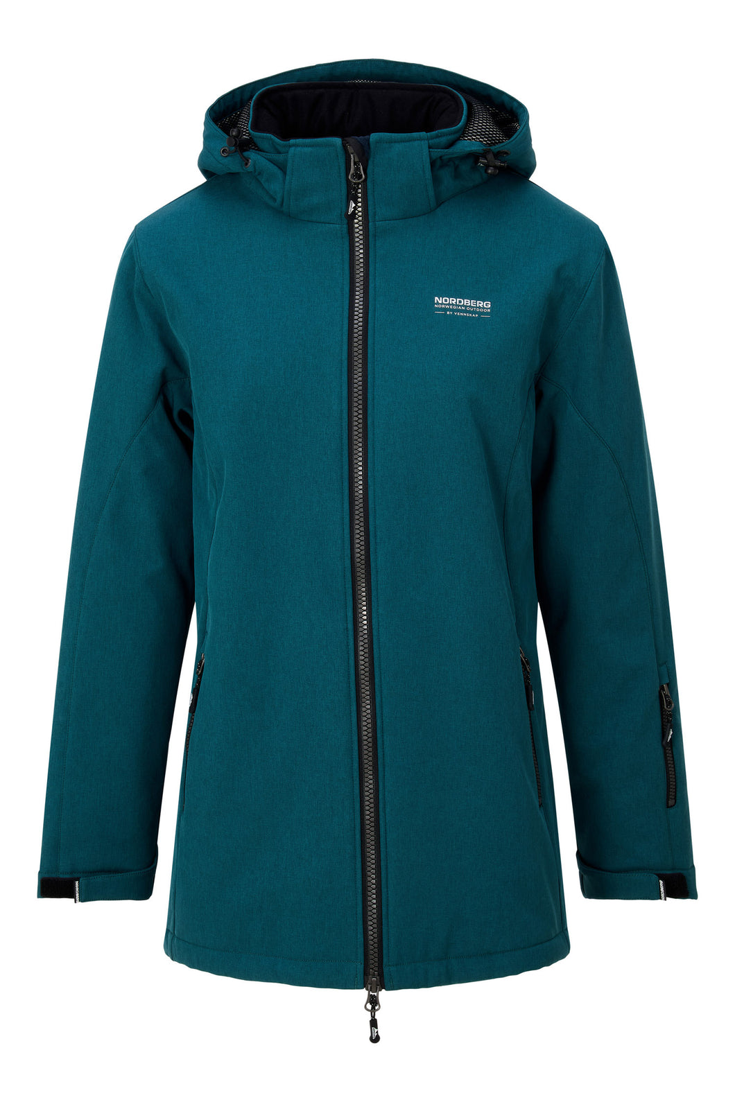 Olla, lang model dames jas, gevoerd, met afneembare capuchon, van Nordberg