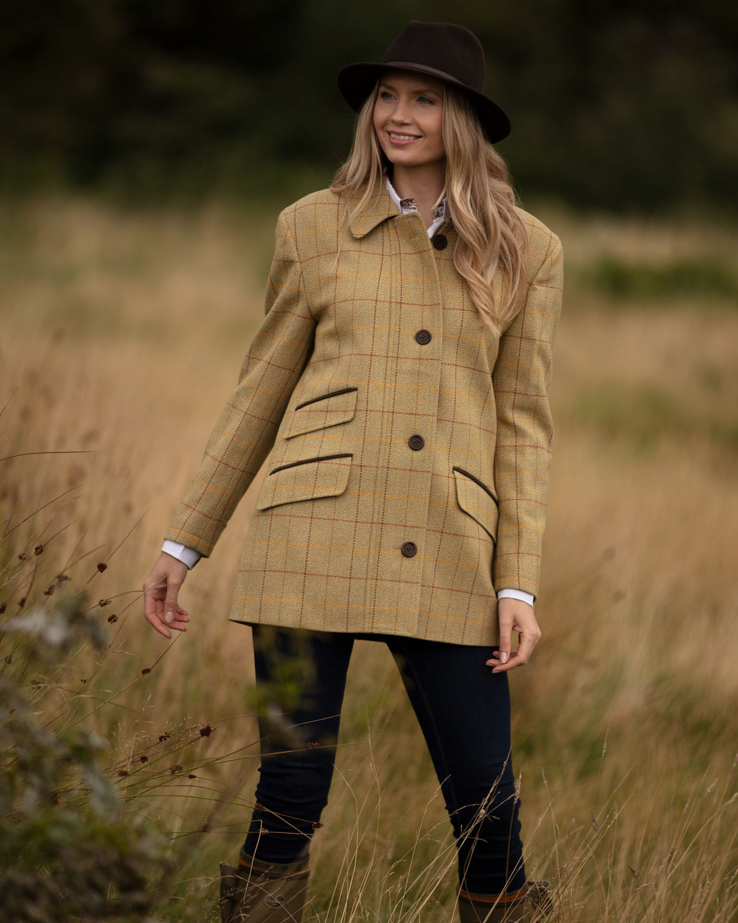 Oxford Blue dames tailored tweed coat
