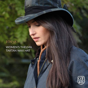 Thelma, klassieke wax hoed dames in blackwatch