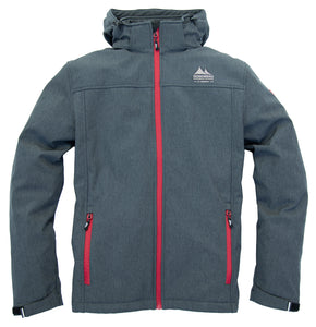 Mats, softshell jack heren met afneembare capuchon, in navy melange, van Nordberg