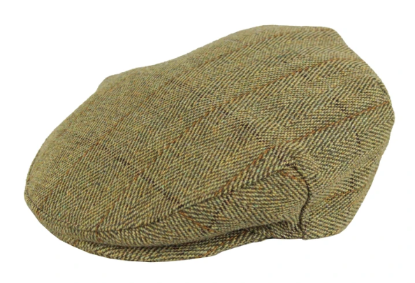 Tweed cap, zuiver wol in kleur sage, van Oxford Blue